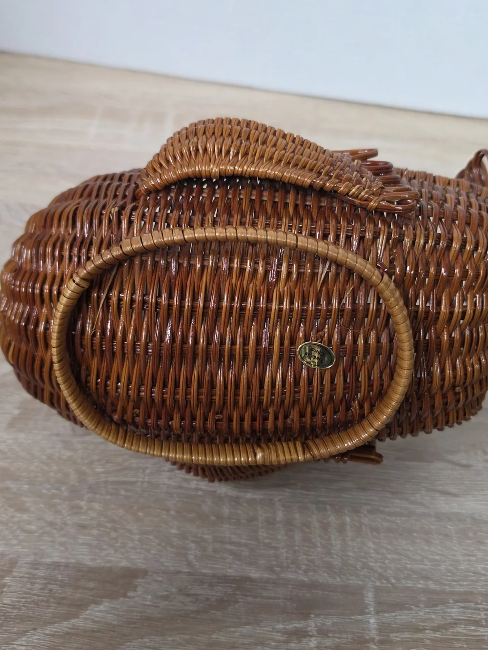 Vintage AVON Wicker Turkey Woven Rattan Bread Basket Thanksgiving Fall Decor